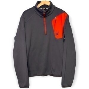 Spyder Men’s Size M Gray Red Outlaw 1/2 Zip Fleece Pullover Sweatshirt Top